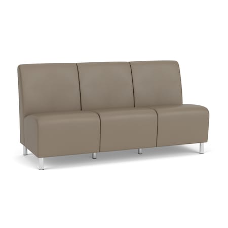 Lesro Siena Lounge Reception Armless 3 Seat Tandem Seating No Center Arms, Brushed Steel, MD Farro Uph SN3102
